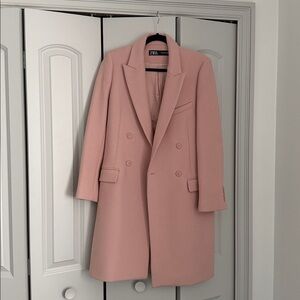 Zara Blush Pink Double-Breasted Coat - XS